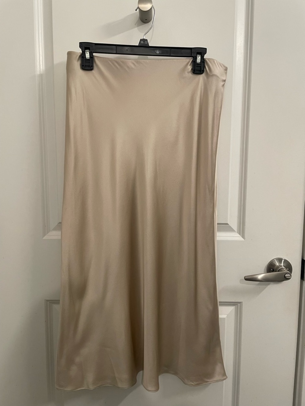 100% Silk Midi Skirt - Champagne - XL